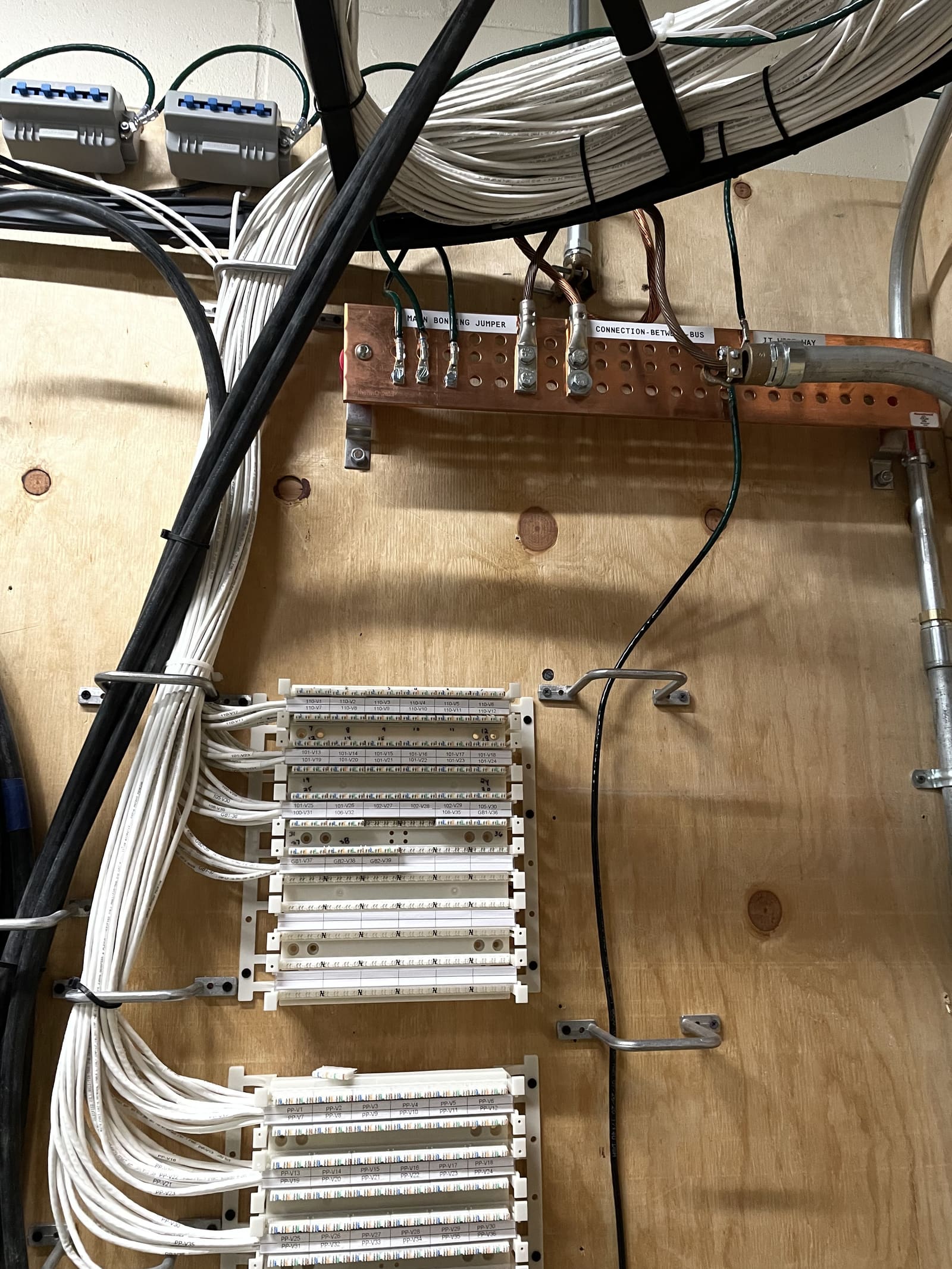 Conduit run along a service wall